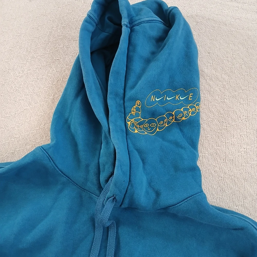 nike ♡ sportswear blue drip washed fleece pullover sweatshirt utility tech retro